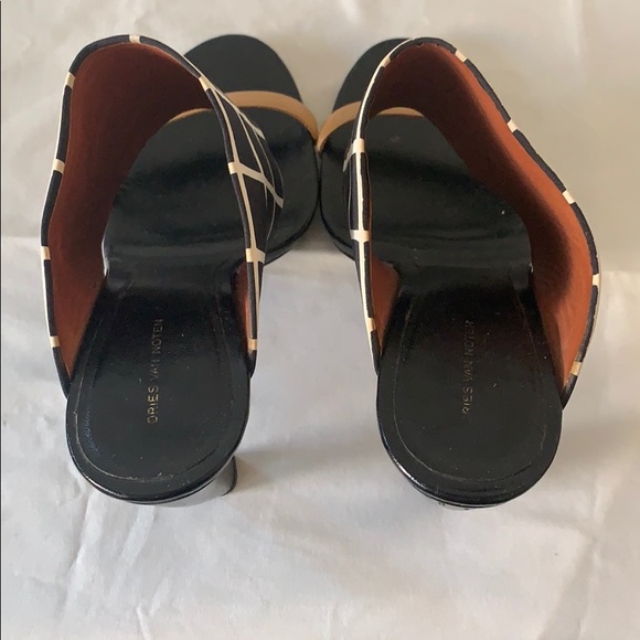 Dries Van Noten black and cream print slide sandal - Picture 3 of 8